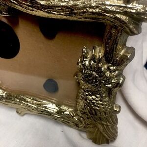 Vintage  Opal House Cockatoo 6" x 4" Picture Frame Easel Back Metal Gold Finish